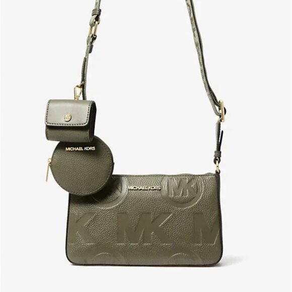 MICHAEL KORS Jet Set Logo Embossed Leather Crossbody Bag with Tech case, NWT - Picture 1 of 11